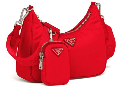 prada nylon handbags red